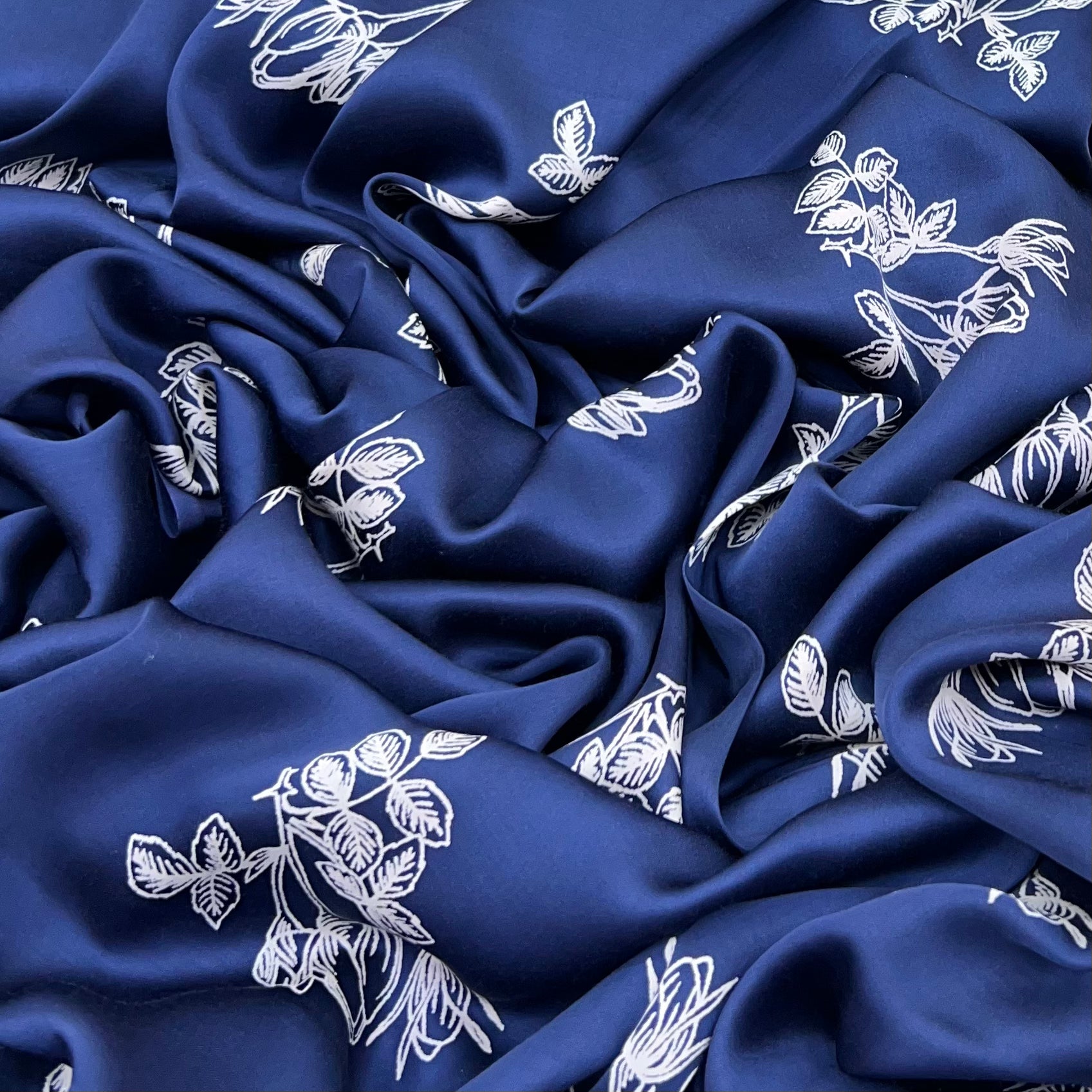 Blue Floral Modal Satin Print