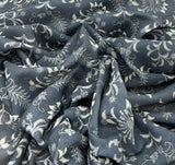 Mouse Grey Floral Linen Printed