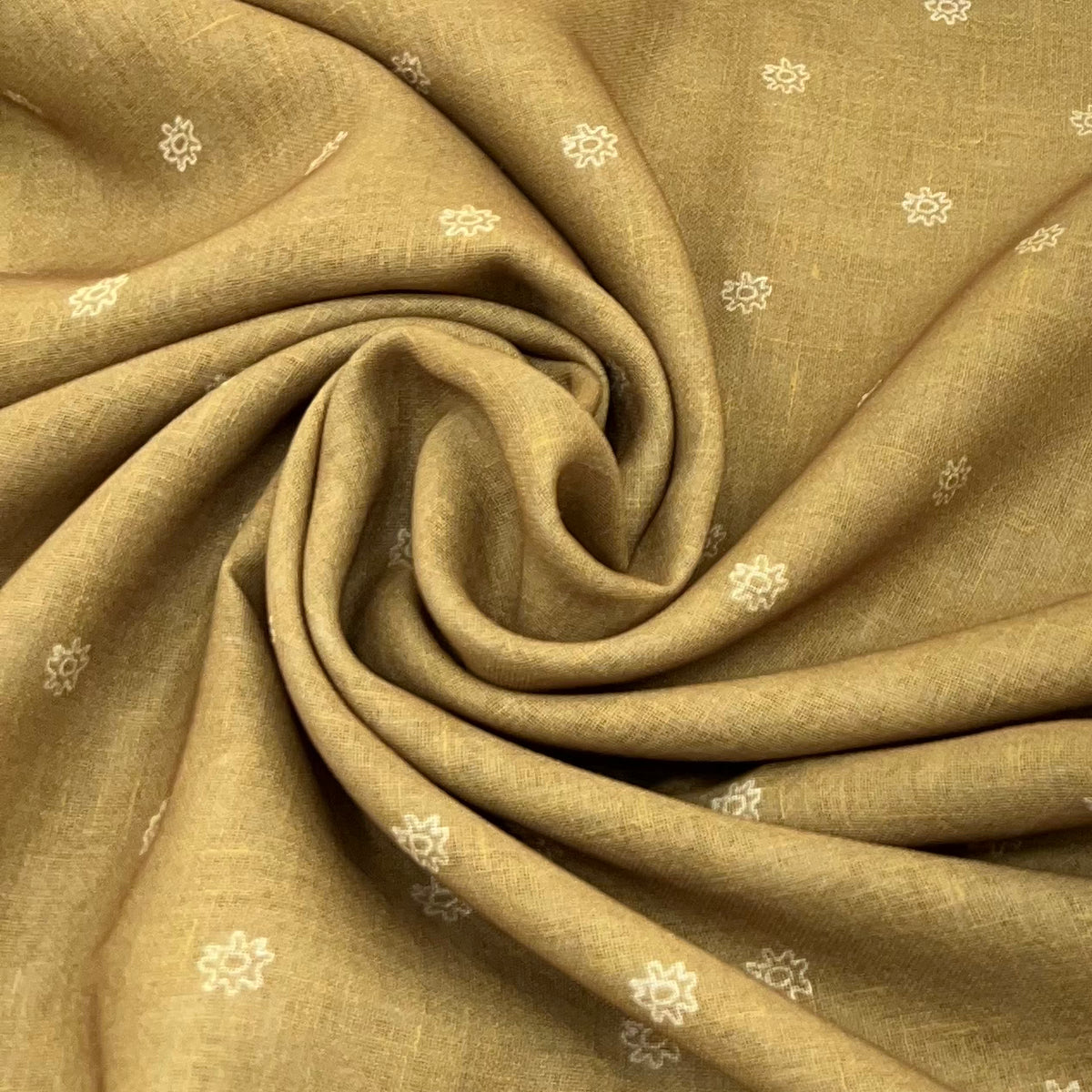 Dijon Yellow Floral Motifs Linen Printed