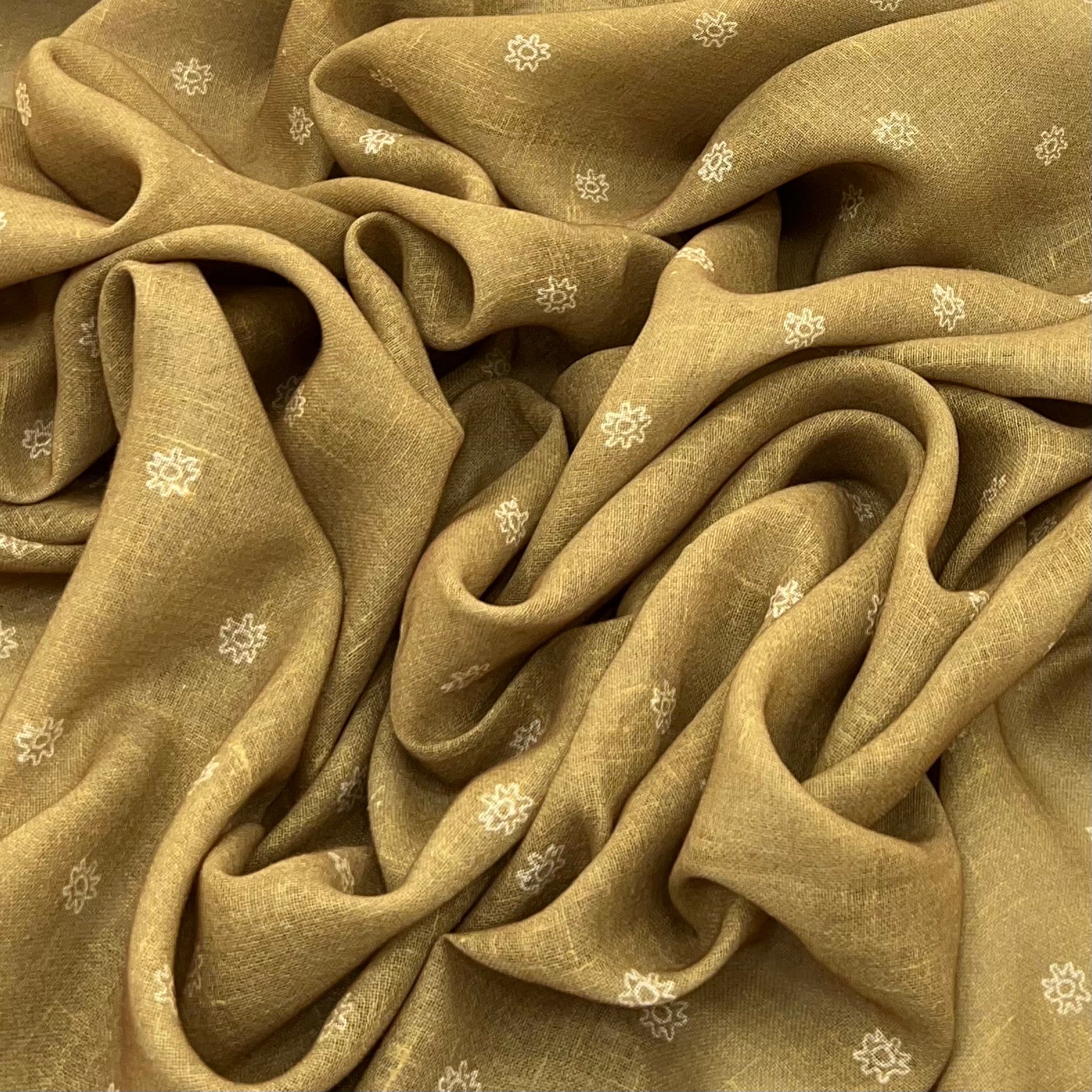 Dijon Yellow Floral Motifs Linen Printed