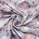 Light Lavender Seamless Floral Printed Linen Embroidery