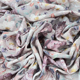 Light Lavender Seamless Floral Printed Linen Embroidery