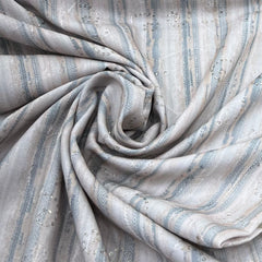 Light Beige Pindler Sidelines Aqua Printed Linen Embroidery