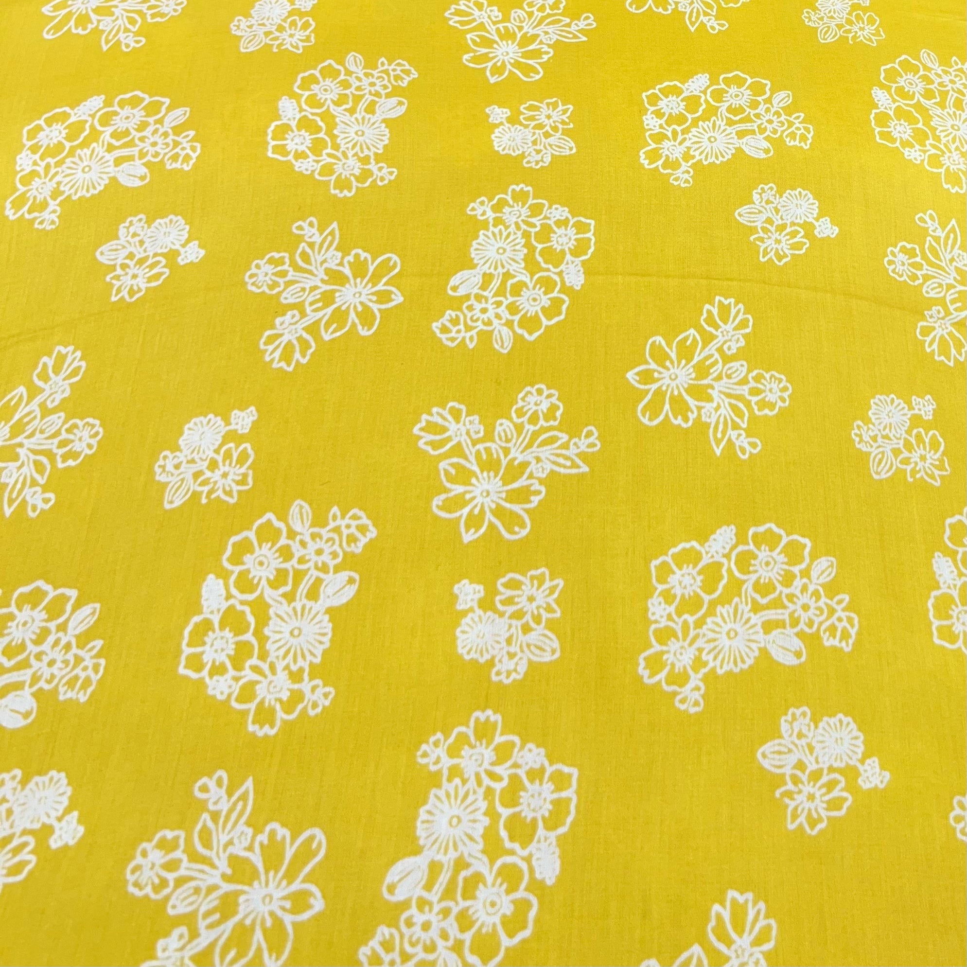 Yellow Anemone Flower Mul Mul Satin Print