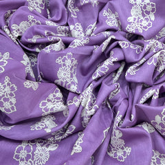 Lilac Anemone Flower Mul Mul Satin Print