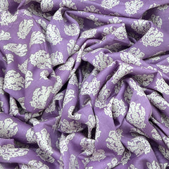 Lilac Motifs Mul Mul Satin Print