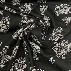 Black Anemone Flower Mul Mul Satin Print