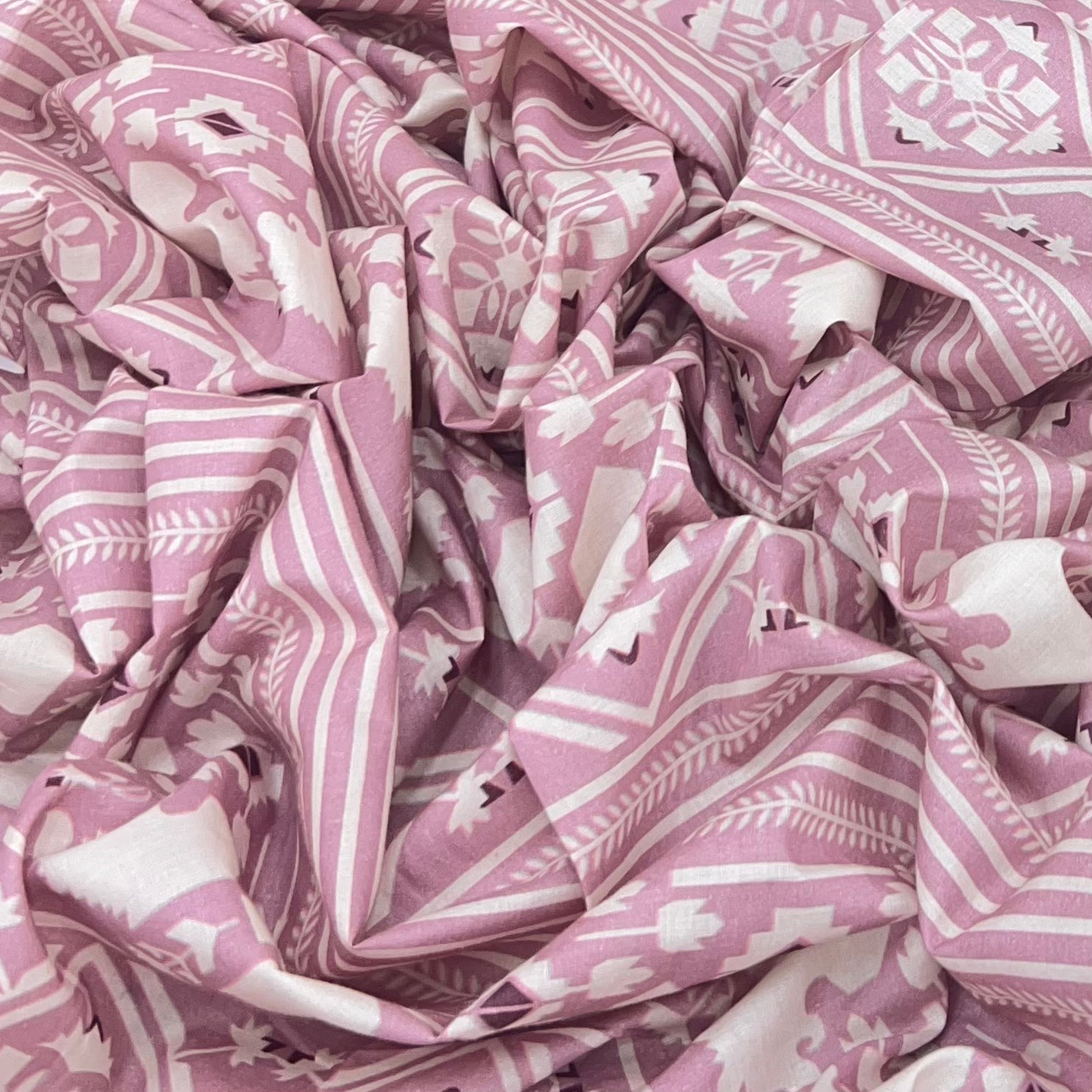 Onion Pink Warli Cotton Print