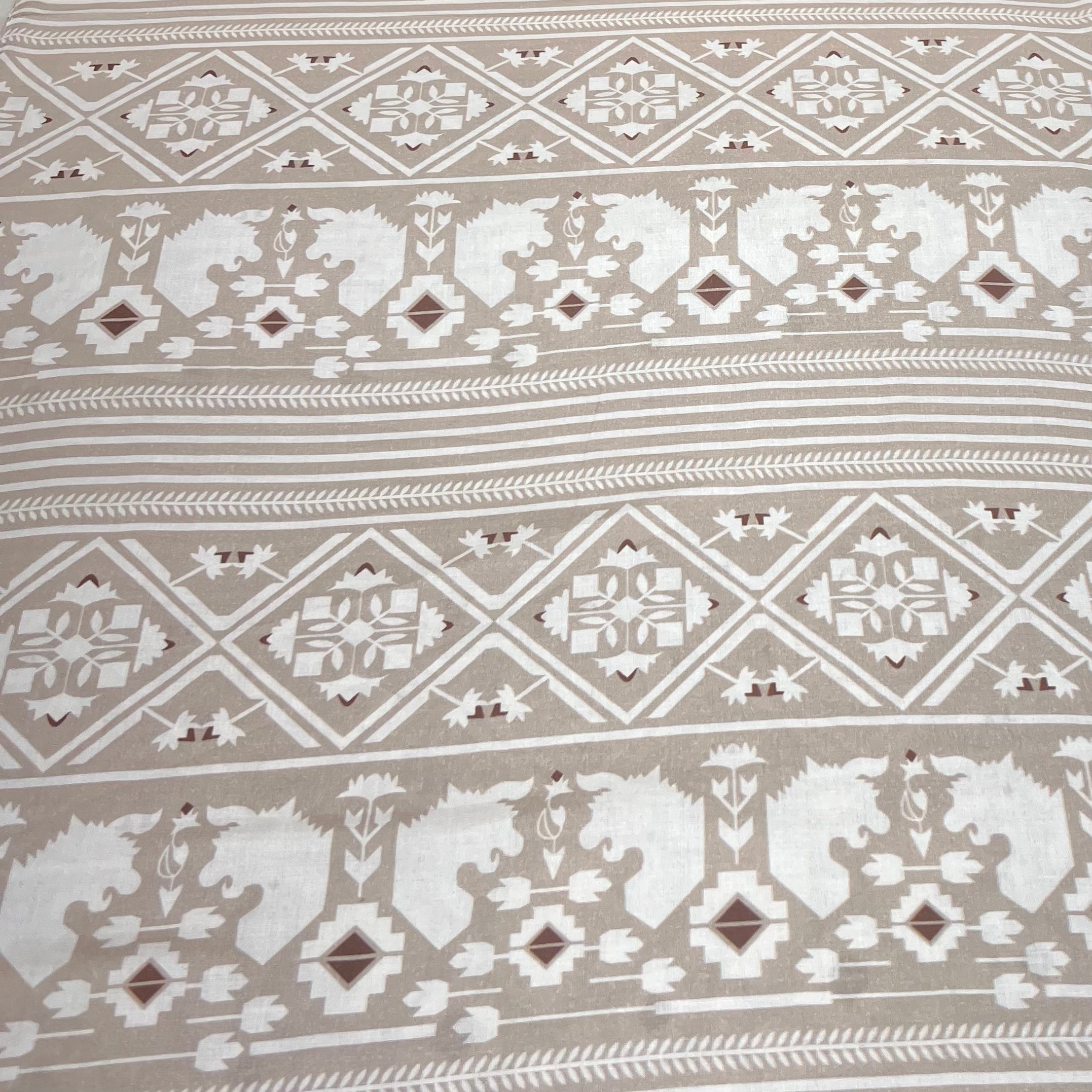 Light Coffie Brown Warli Cotton Print