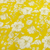 Bright Yellow Amaryllis Flower Lawn Cotton Print