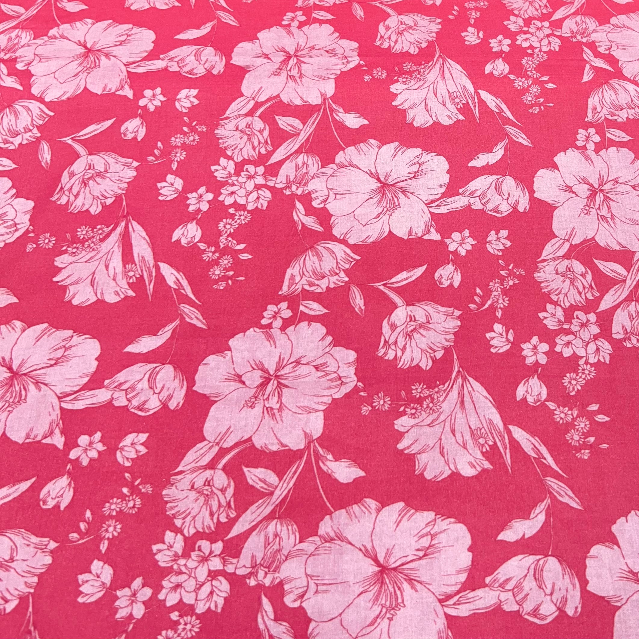 Carrot Pink Amaryllis Flower Lawn Cotton Print