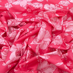 Carrot Pink Amaryllis Flower Lawn Cotton Print