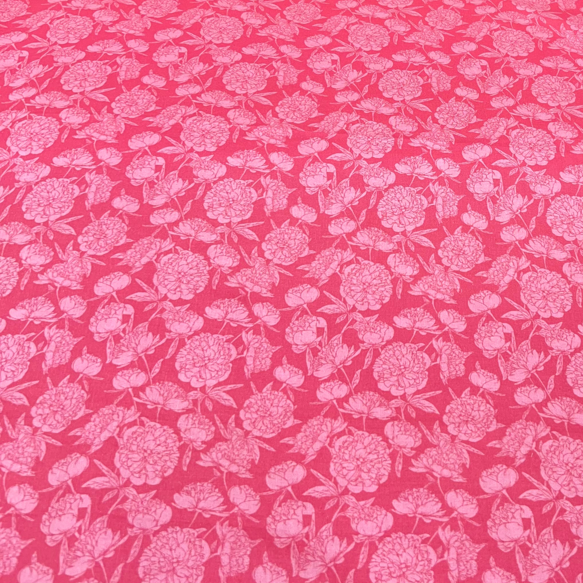 Carrot Pink Mariegold Flower Lawn Cotton Print