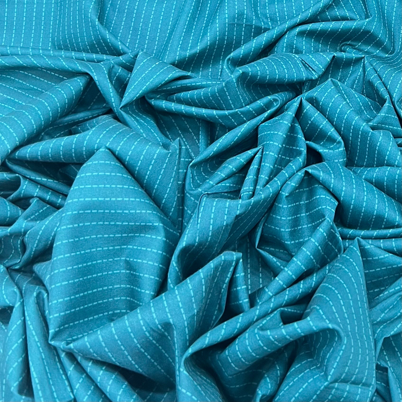 Turquoise Blue Stripes Lawn Cotton Print