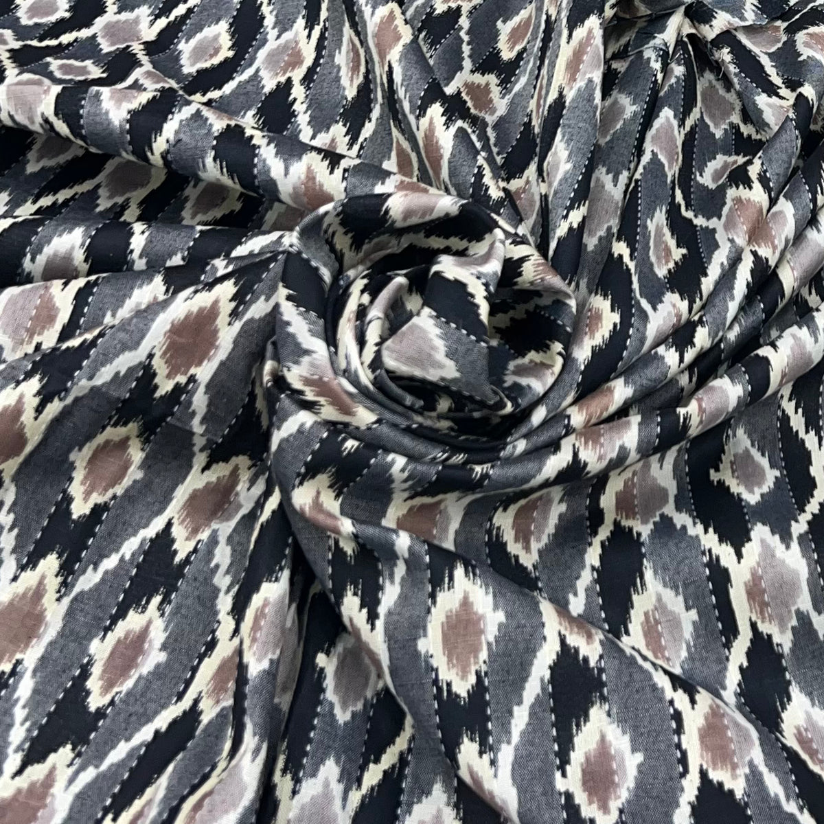 Black Ikkat Katha Desing Cotton Print