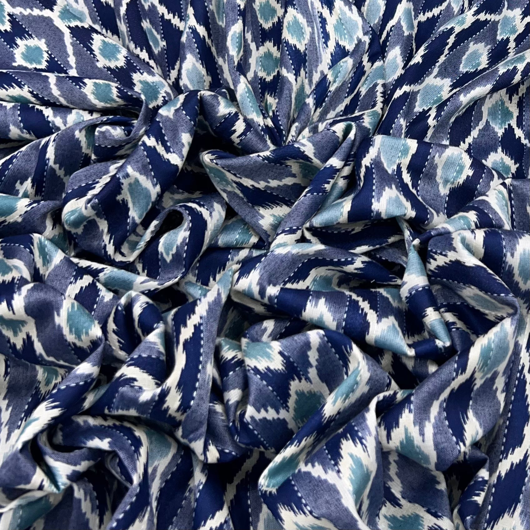 Navy Blue Ikkat Katha Desing Cotton Print