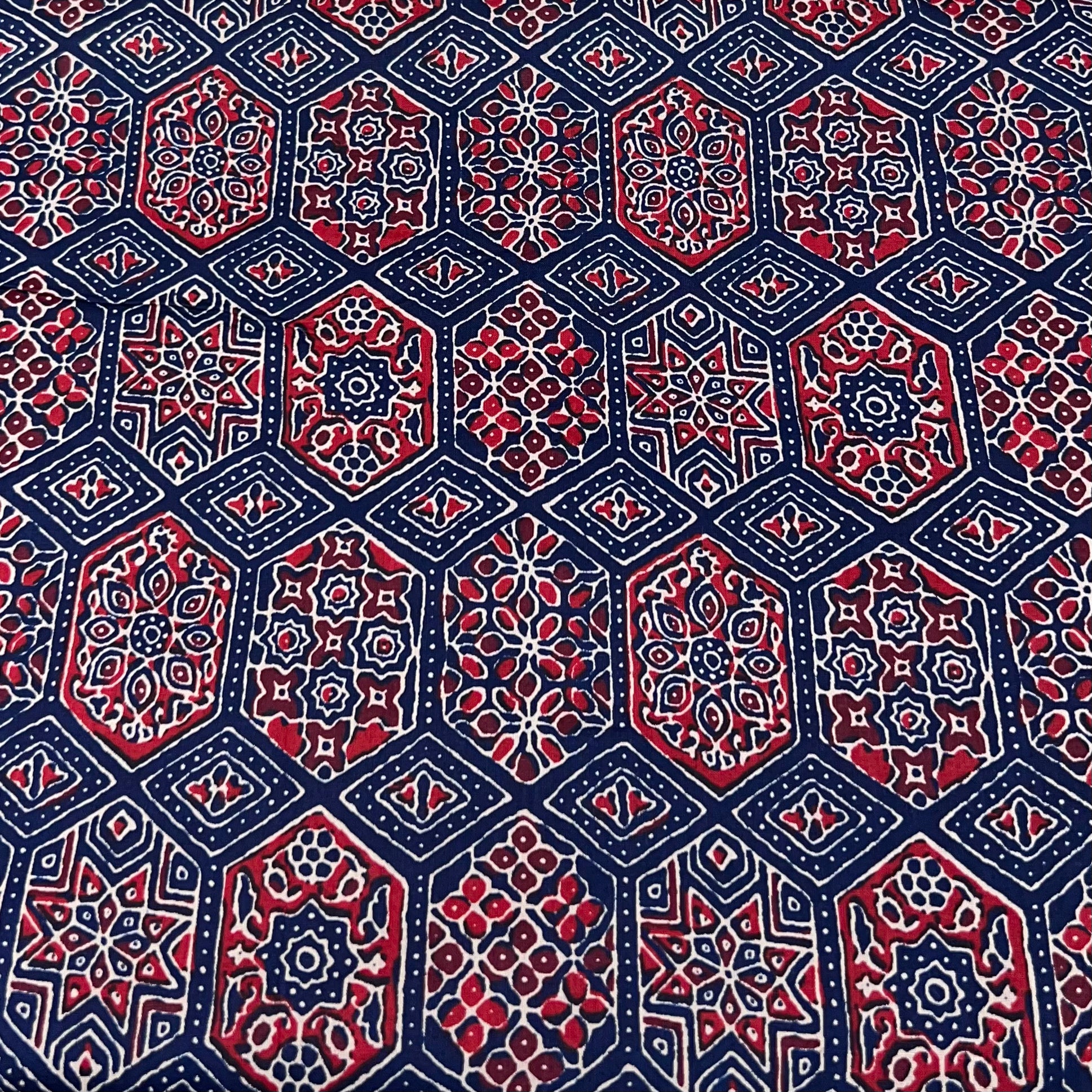 Navy Blue Ajrak Cotton Print