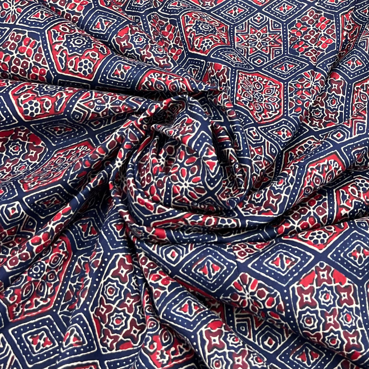 Navy Blue Ajrak Cotton Print