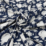 Blue Lotus Leaves Cotton Print