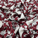 Maroon Lotus Leaves Cotton Print