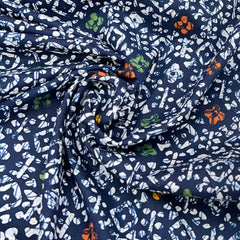Navy Blue Geometric Cotton Print