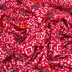 Red Geometric Cotton Print
