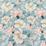 Mint Green Floral Print Pure Gauge Linen Print