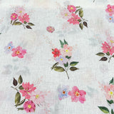 Off White Flower Motifs Pure Gauge Linen Print