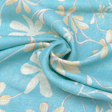 Light Blue Floral Pure Gauge Linen Print