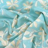 Light Blue Floral Pure Gauge Linen Print