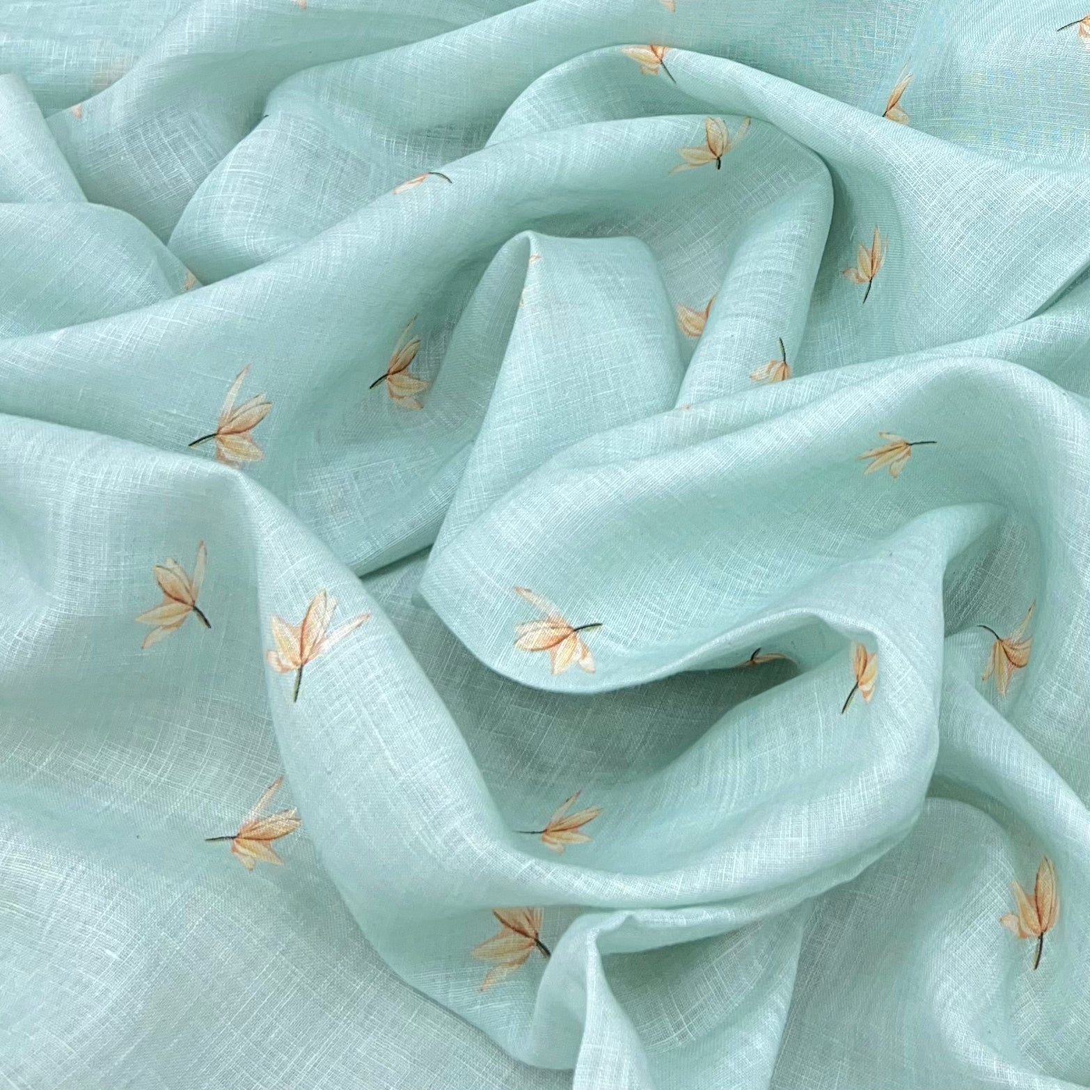 Light Green Jasmin Pure Gauge Linen Print
