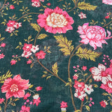 Bottle Green Multicolour Jal Floral Gauge Linen Print