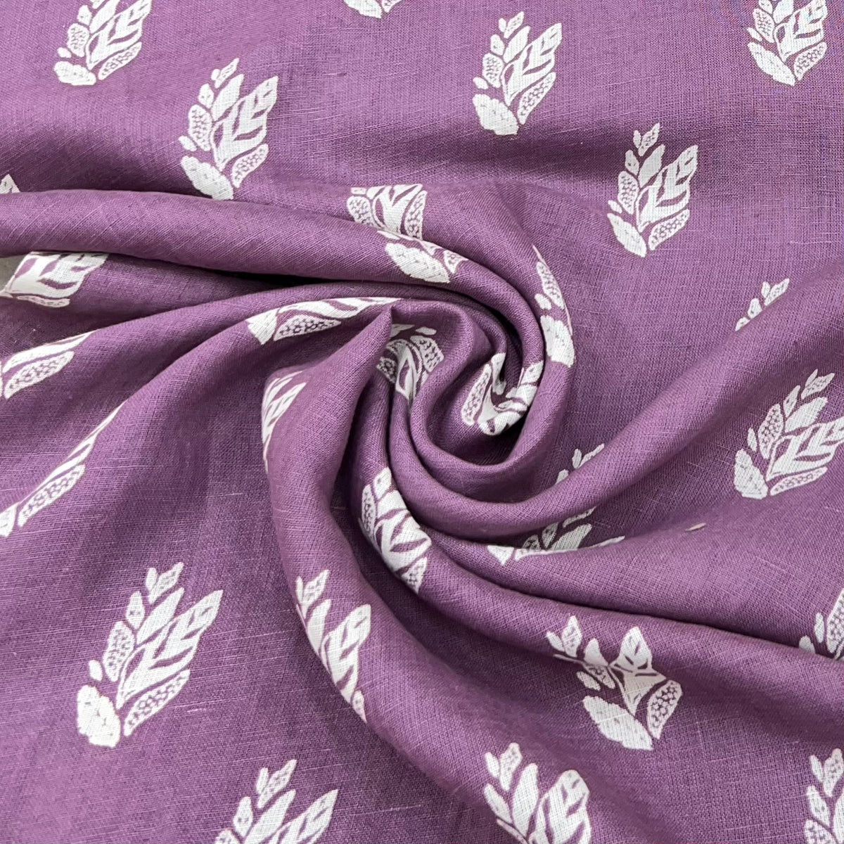 Purple Flower Motifs Linen Print