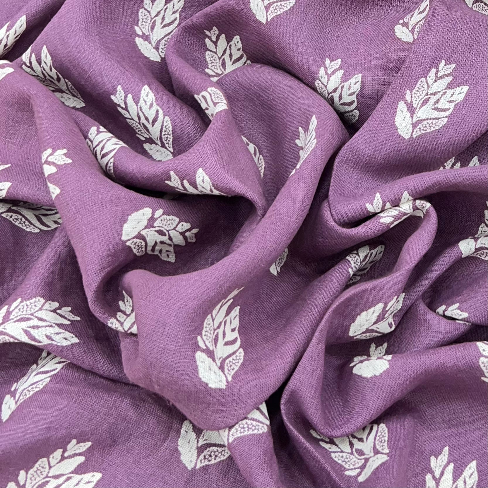 Purple Flower Motifs Linen Print