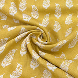 Mustard Yellow Flower Motifs Linen Print