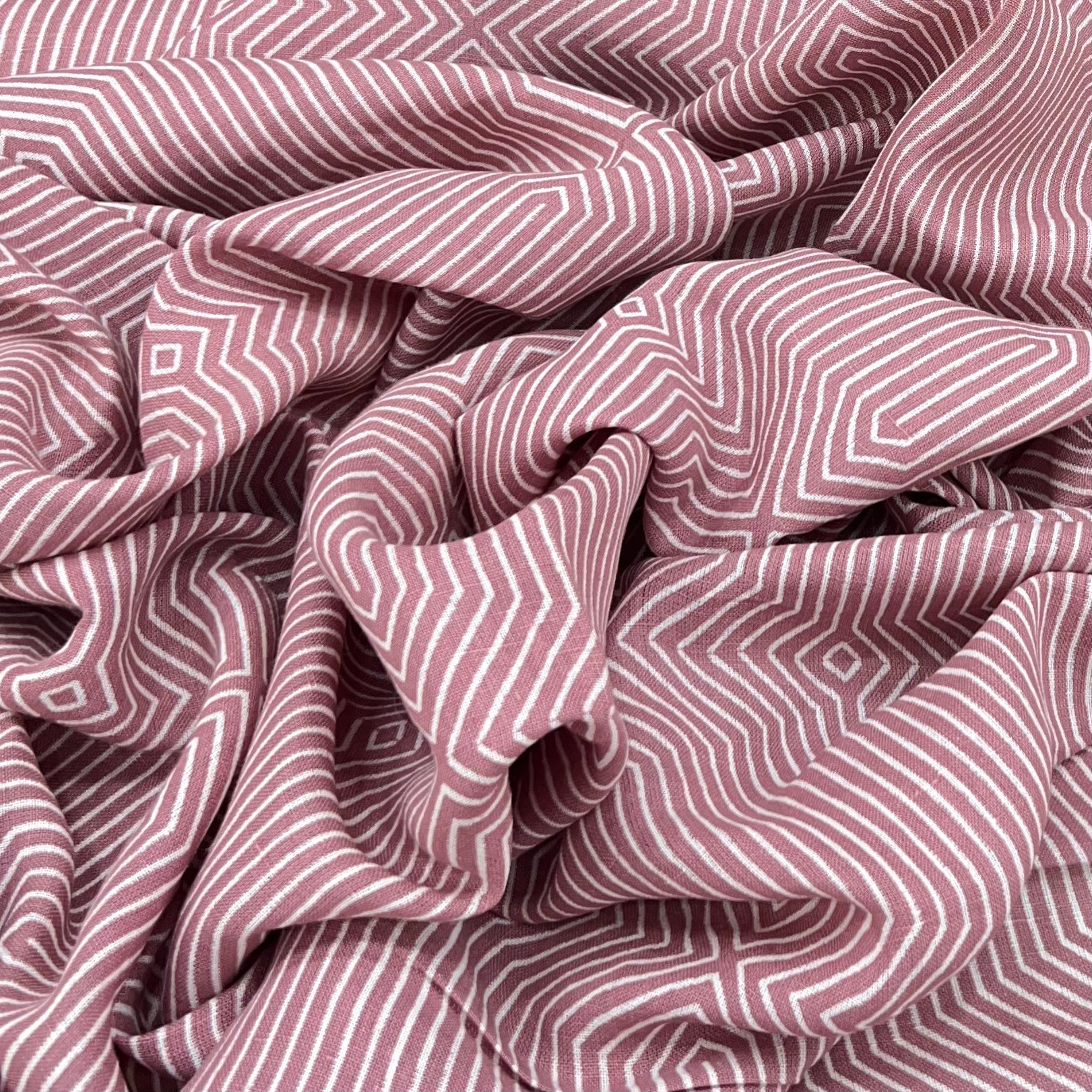 Onion Pink Geometric Linen Print