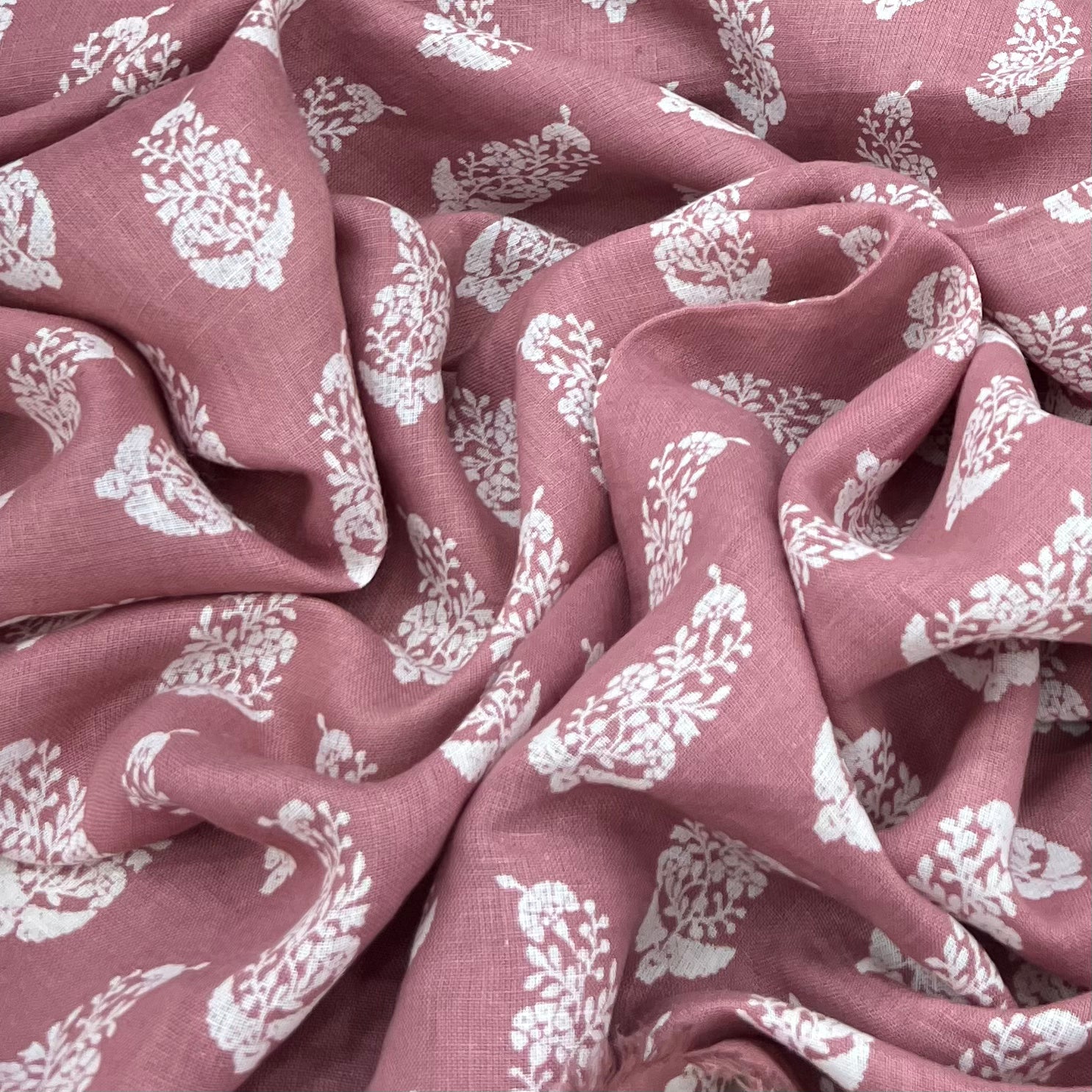 Onion Pink Flower Motifs Linen Print