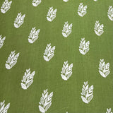 Leave Green Flower Motifs Linen Print