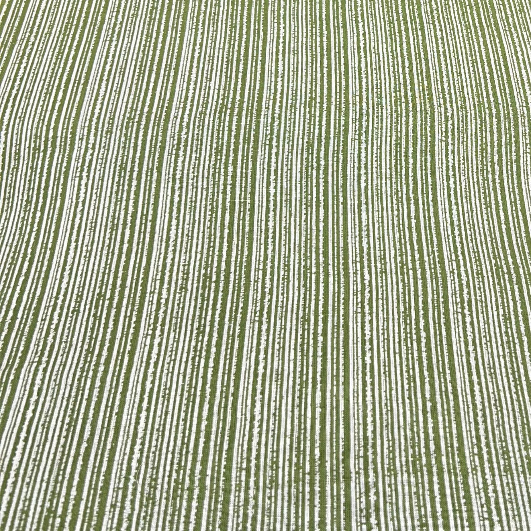 Leaf Green Stripes Linen Print