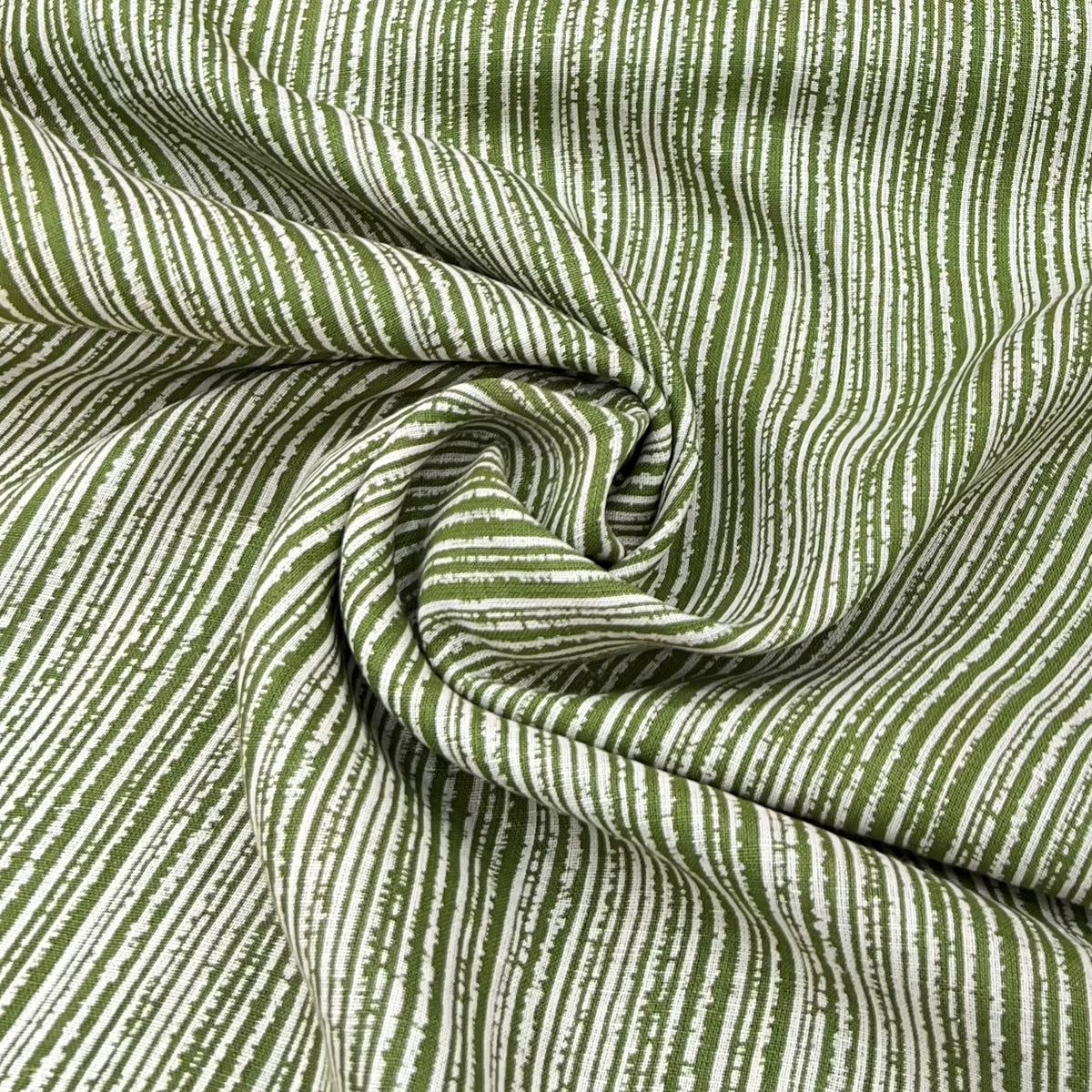 Leaf Green Stripes Linen Print