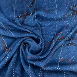 Blue Modal Ajrak Katha Work Print