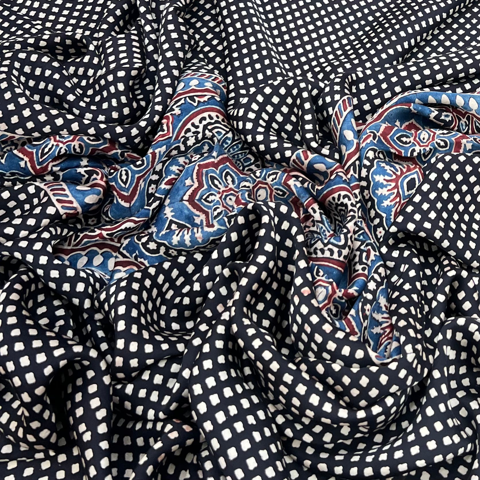 Black Modal Ajrak Panel Print