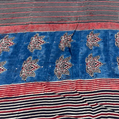 Black With Blue Modal Ajrak Panel Print
