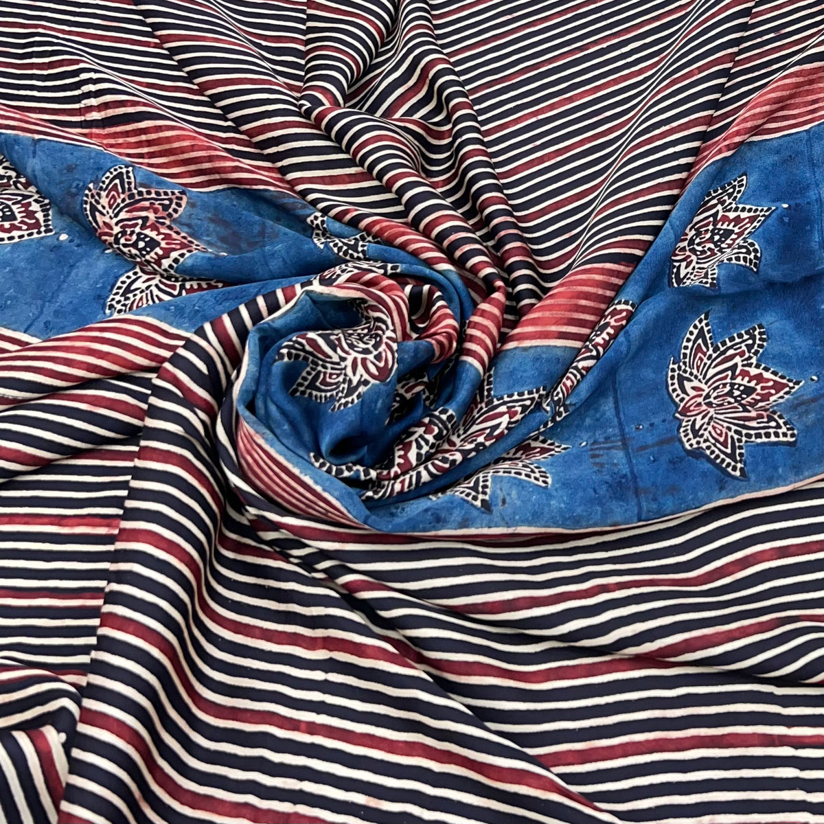 Black With Blue Modal Ajrak Panel Print