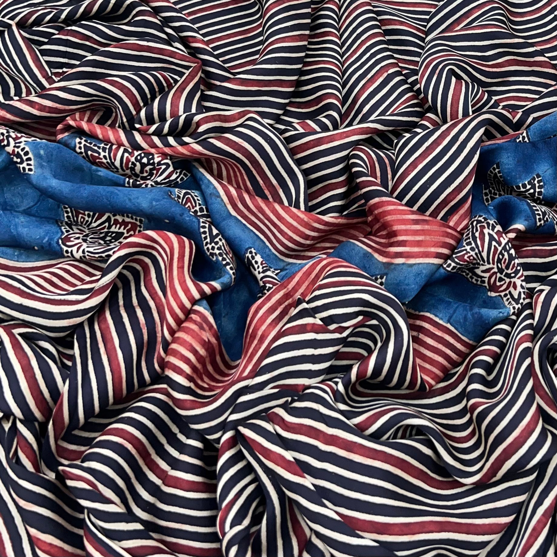 Black With Blue Modal Ajrak Panel Print