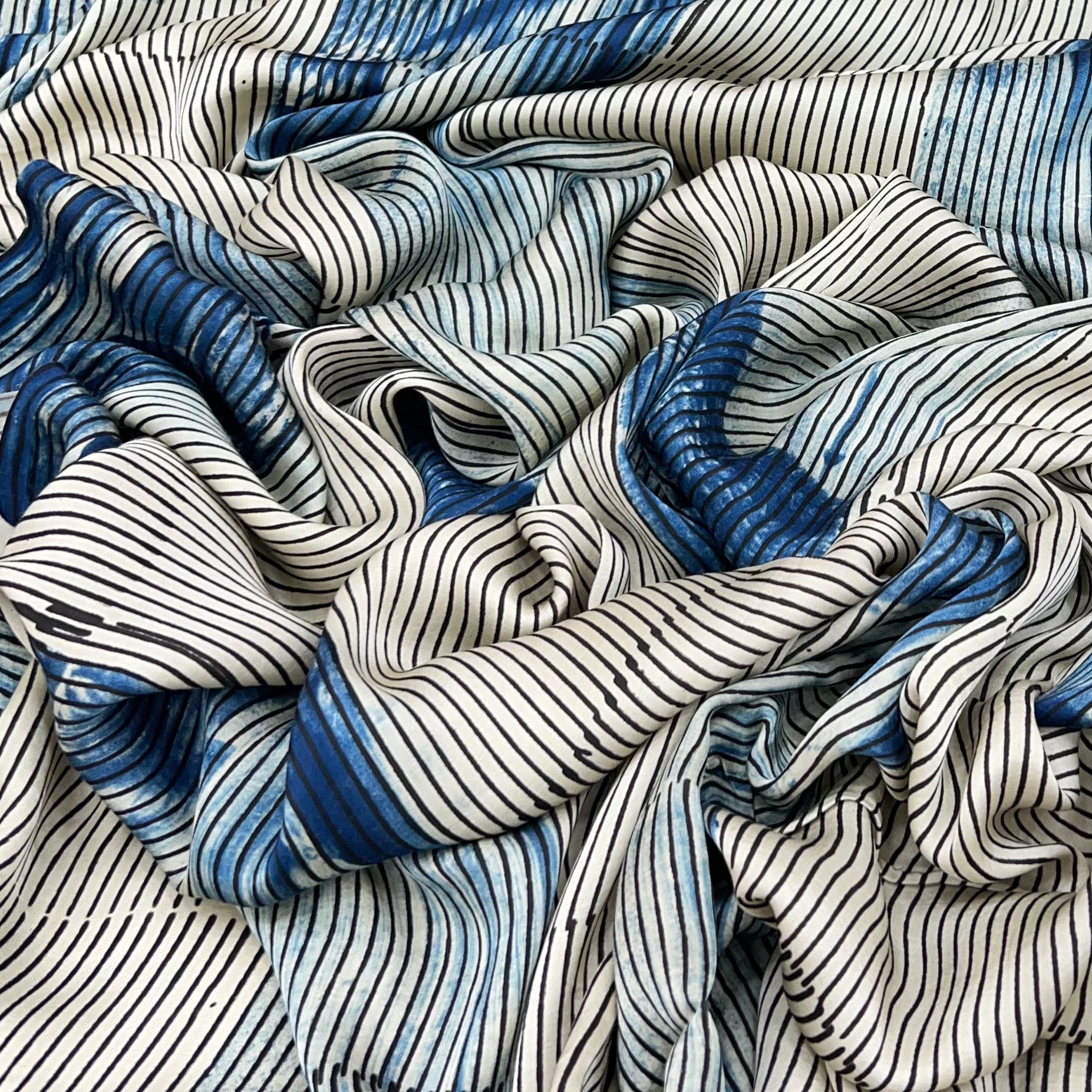 Cream With Blue Modal Ajrak Paint Print