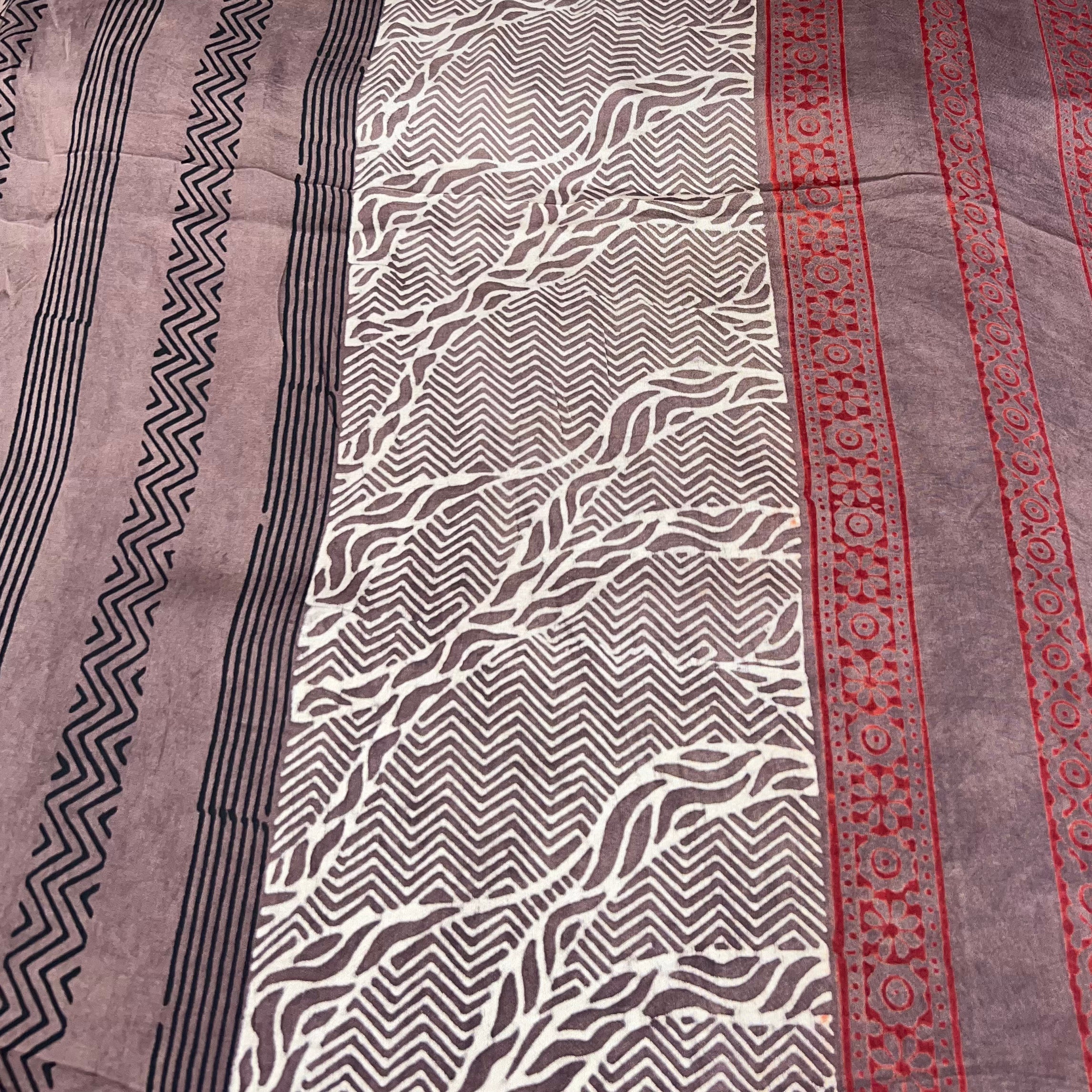 Maroon With Brown Modal Ajrak Panel Print