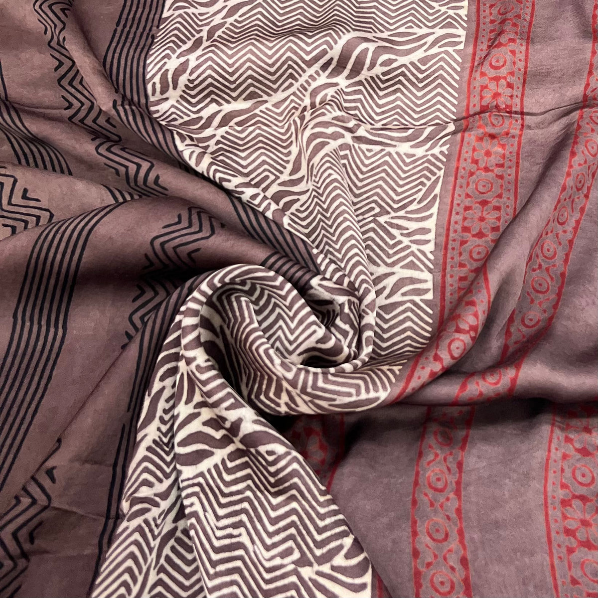 Maroon With Brown Modal Ajrak Panel Print