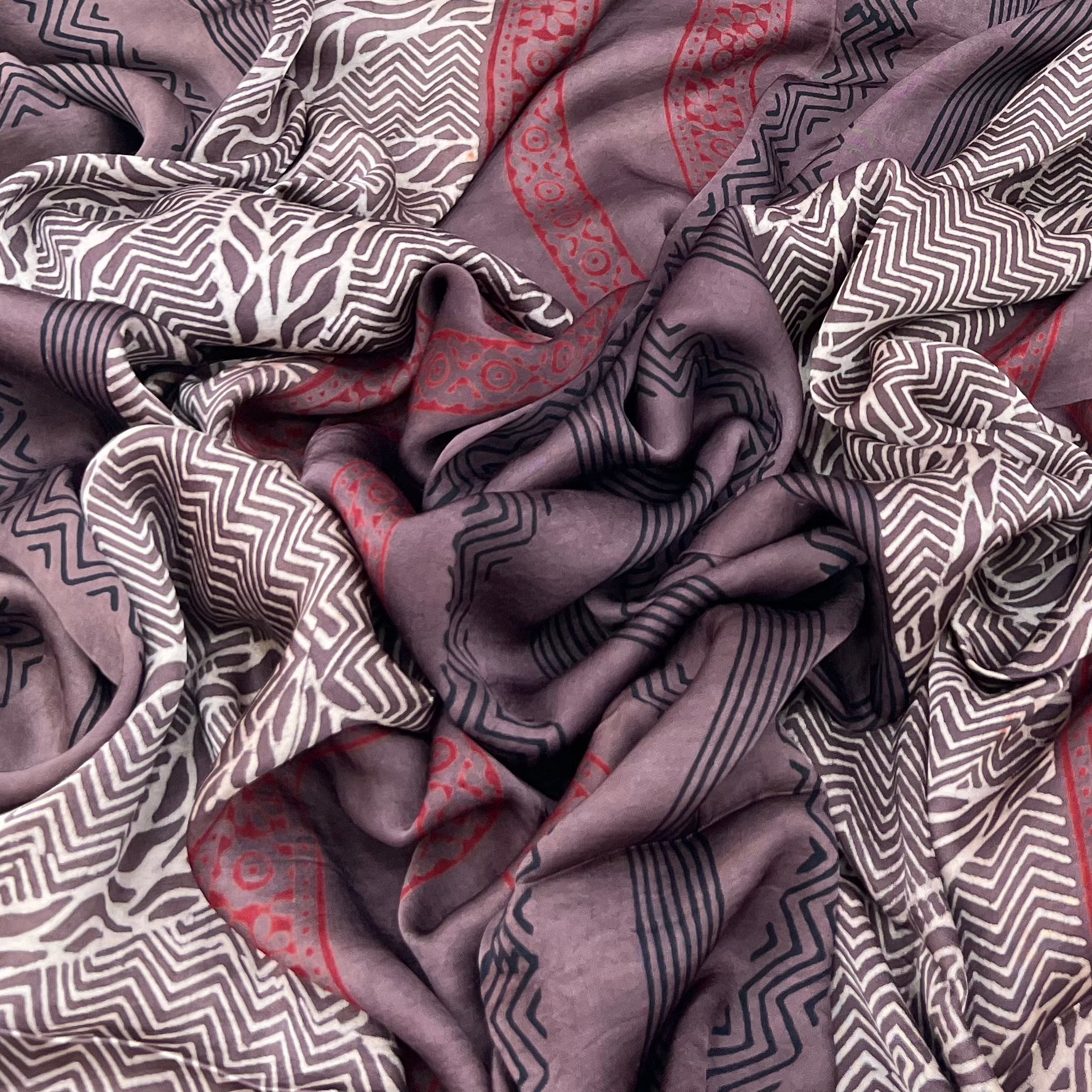 Maroon With Brown Modal Ajrak Panel Print