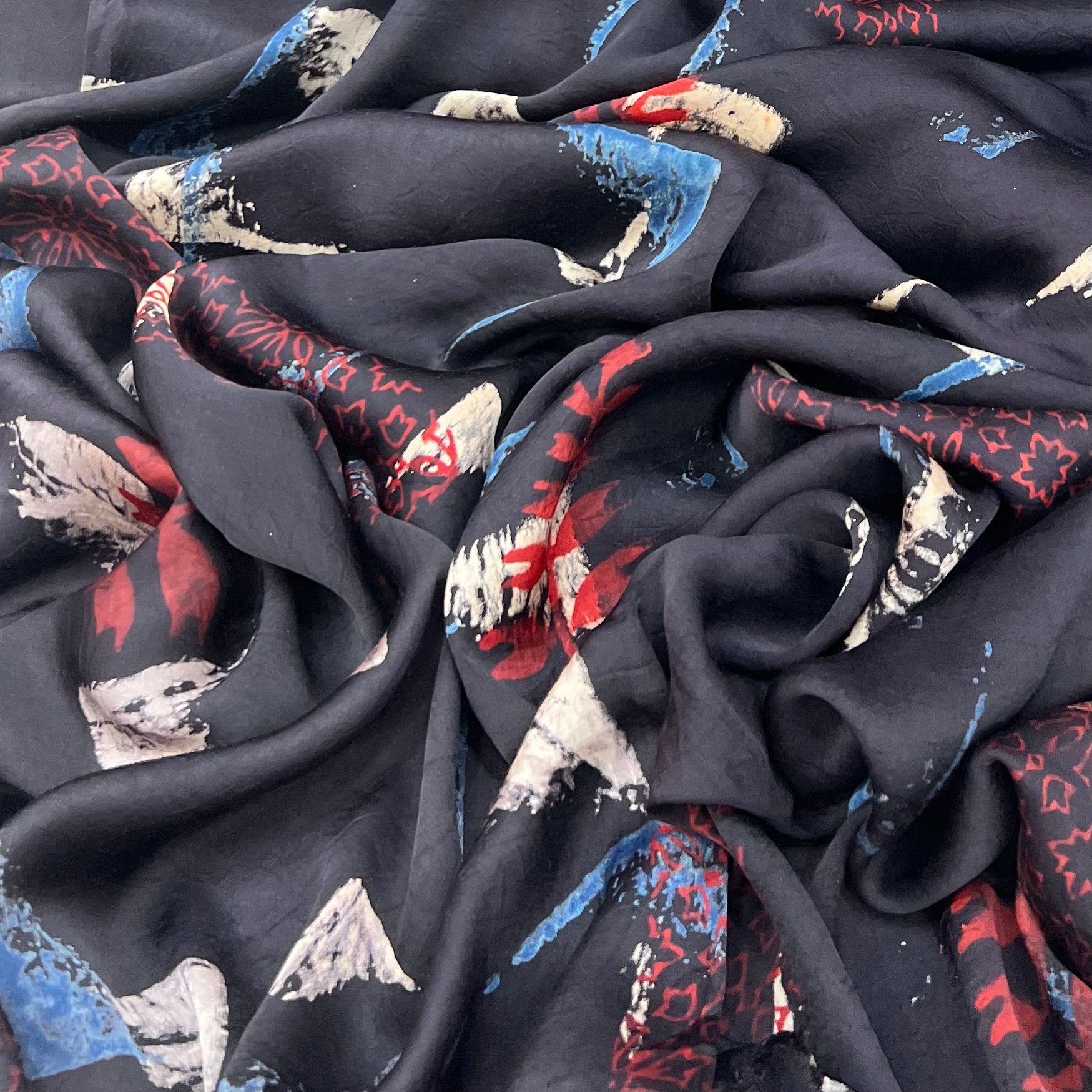 Black Modal Ajrak Brush Print